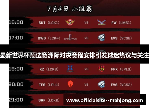 最新世界杯预选赛洲际对决赛程安排引发球迷热议与关注